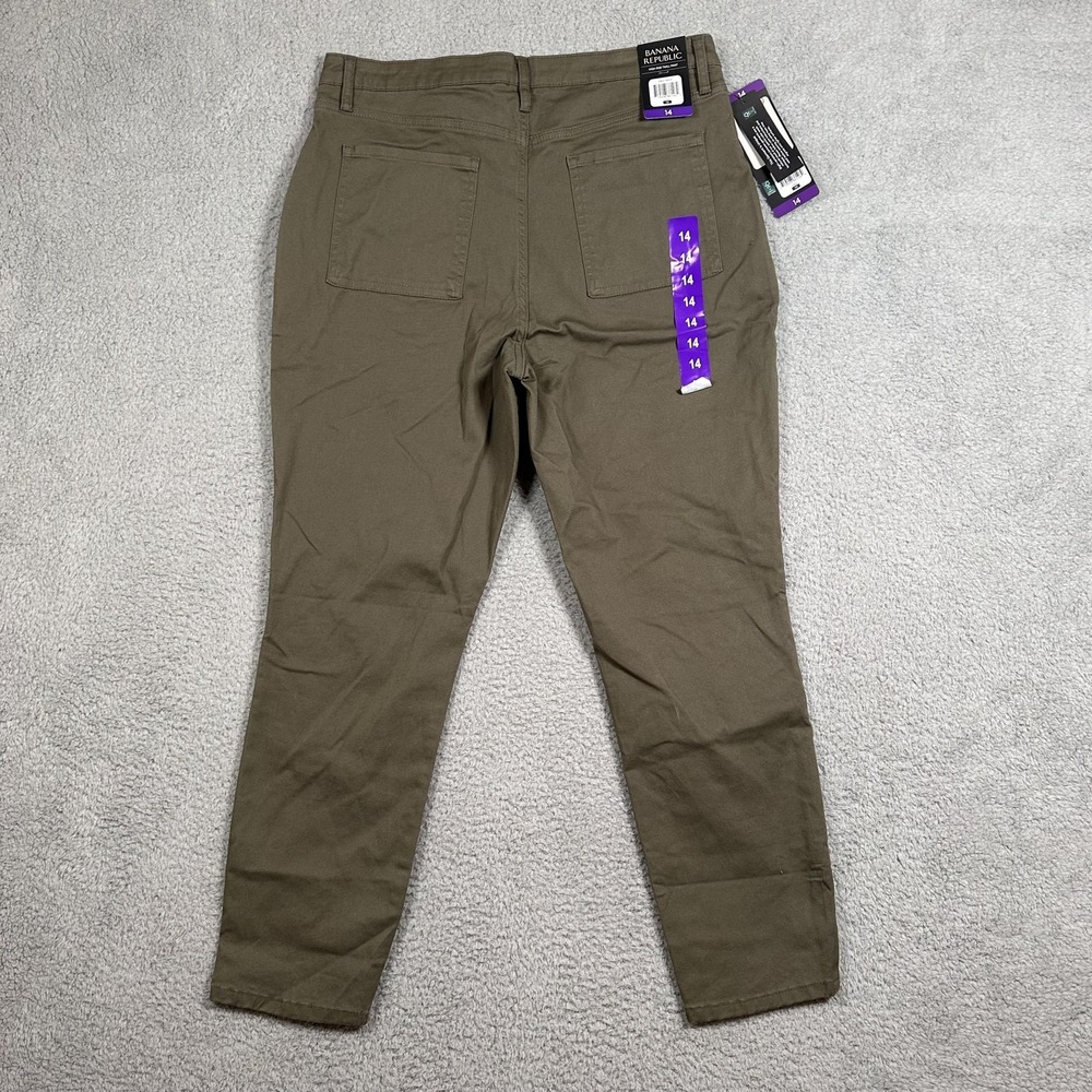 NWT Banana Republic Pants Womens 14 High Rise Twill Stretch Casual Cotton Blend - Picture 11 of 12